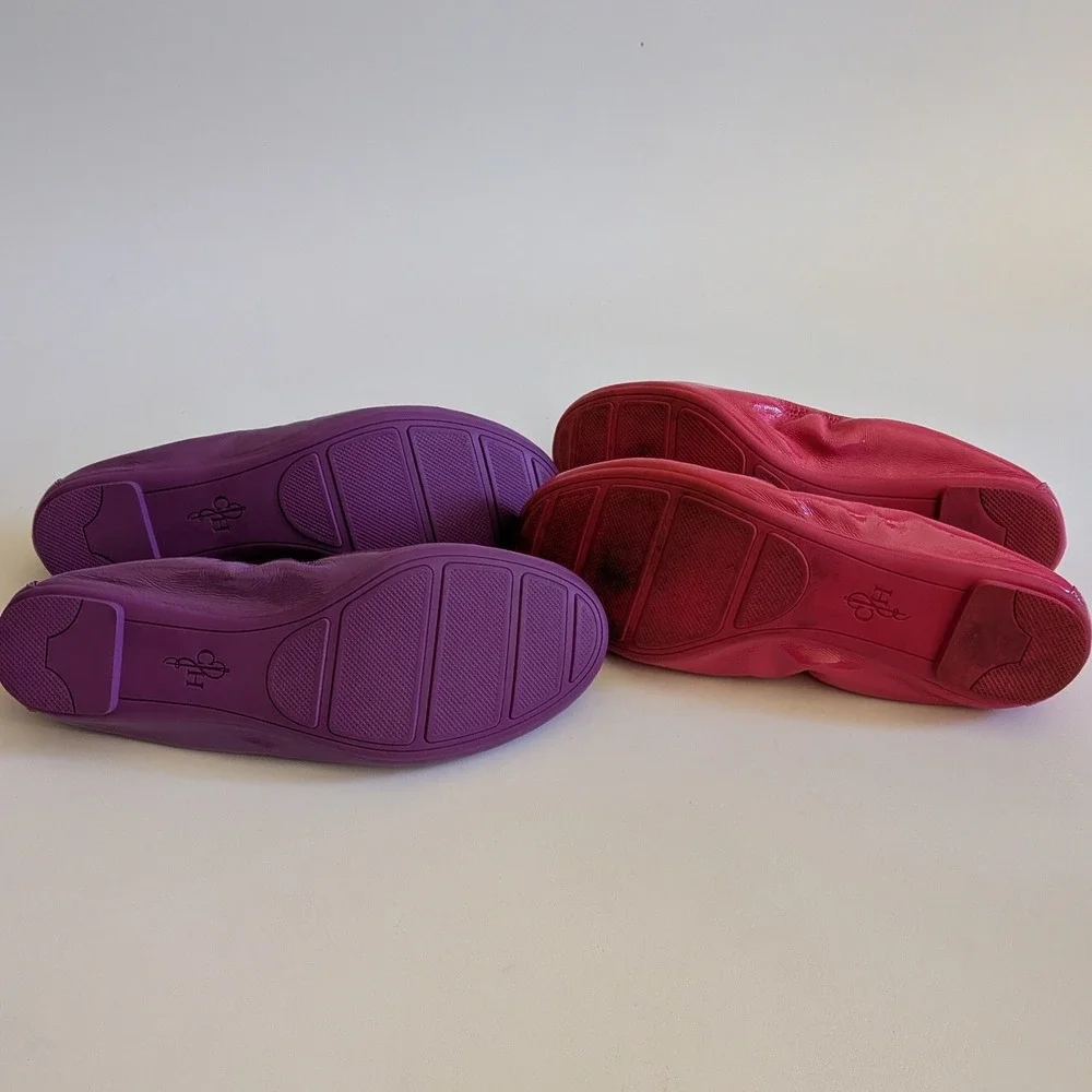 Cole Haan Manhattan Patent Leather Ballet Flats Bundle Purple Pink 8B D39993